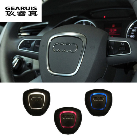 Garniture autocollante avec logo central de volant, pour Audi A4 B6 B7 B8 A6 C6 A5 Q7 Q5 A3 8P S3 8v, accessoires d'intérieur ► Photo 1/6