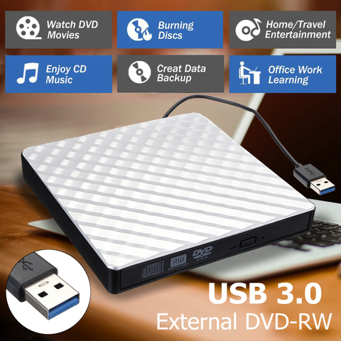 Lecteur externe de graveur de Grain de carbone de graveur de lecteur de CD d'usb 3.0 DVD RW pour le lecteur optique d'ordinateur portable de PC ► Photo 1/6