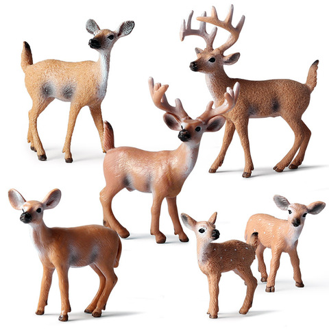 Simulation forêt cerf Figurines orignal, wapiti, renne, alpaga, Sika cerf Figurines modèle Animal décoration décoration de gâteau jouets ► Photo 1/6