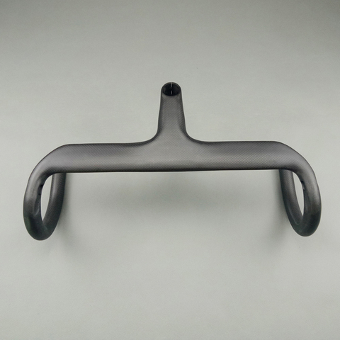 Guidon de vélo de route en carbone 3K sans logo, guidon intégré avec tige, noir mat, 28.6mm x 400/420/440mm ► Photo 1/5
