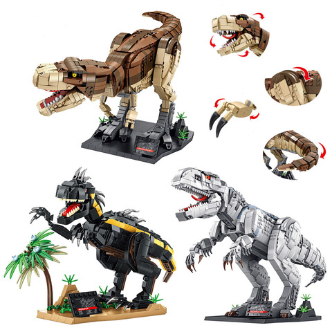 Figurines de dinosaures Jurassic en briques, tyrannosaure, blocs de construction, jouet, cadeaux de noël pour enfants et adultes ► Photo 1/6