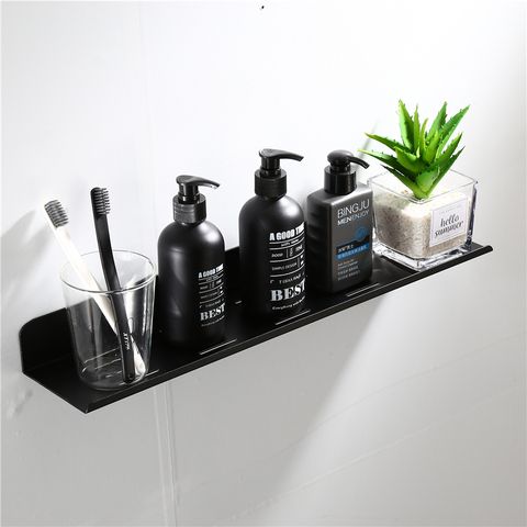 Étagères de salle de bain en aluminium noir/argent, étagère murale de cuisine, meuble de rangement pour douche, accessoires de salle de bains, longueur 30-50cm ► Photo 1/6