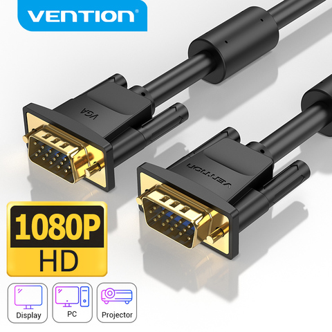 Vention VGA câble VGA mâle à mâle câble 1080P 15 broches 1M 5M 10M tressé cordon de protection pour moniteur projecteur PC câble VGA ► Photo 1/6