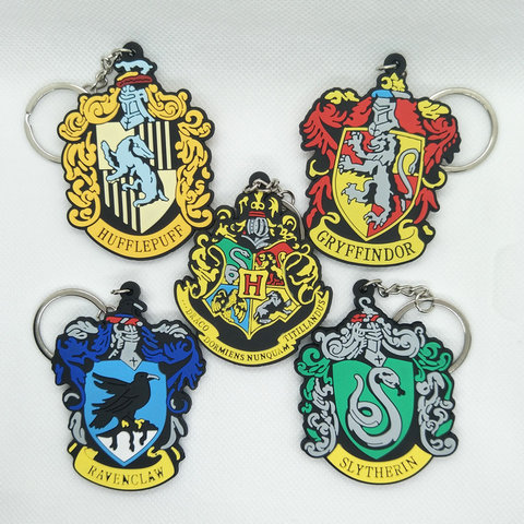 Porte-clés en PVC Harri Potter, les quatre maisons, en PVC,poudlard, Malfoy, Hagrid, Dobby, Voldemort, jouet, ► Photo 1/5