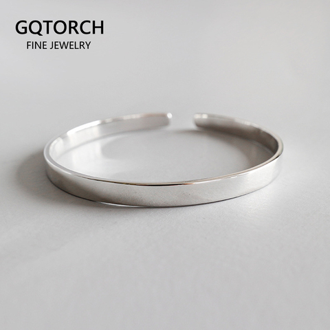 Véritable 925 argent Sterling manchette Bracelets pour femme polissage et processus mat élégant Simple Bracelet Bracelets Fine bijoux ► Photo 1/6