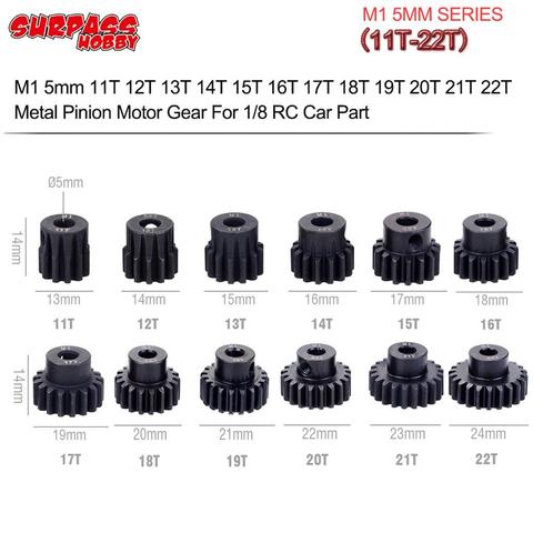 SURPASS HOBBY – engrenage de moteur à pignon métallique M1, 5mm 11T 12T 13T 14T 15T 16T 17T 18T 19T 20T 21T 22T, 1 pièce, pour moteur de voiture RC 1/8 ► Photo 1/6