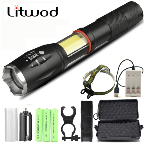 XM-L2 U3 T6 COB ampoule lanterne pour la chasse vélo lumière lampe torche Led Camping torche puissance 18650 ou AAA batterie Zoom étanche ► Photo 1/6