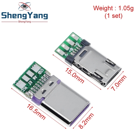 Prise Micro mâle avec plaque à souder PCB, connecteur Usb 5P Double face + connecteur USB mâle type-c avec PCB à 4 broches, 2022 ► Photo 1/6