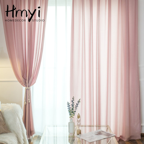 Luxury Solid Tulle Curtains For Bedroom Thick Sheer Curtains For Living Room Modern Decoration Window Pinks Girls Voiles Curtain ► Photo 1/6