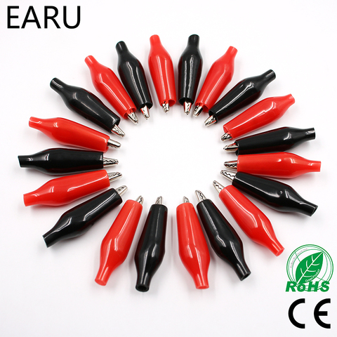 20pcs28MM pince Crocodile en métal G98 pince électrique Crocodile test sonde mètre noir rouge avec batterie automatique de voiture de démarrage en plastique ► Photo 1/6