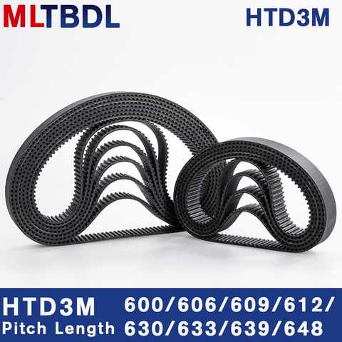 HTD – ceinture de synchronisation 3M, 600/606/609/612/630/633/639mm 6/9/10/15mm de largeur, pas de ceinture synchrone à boucle fermée 3mm ► Photo 1/6