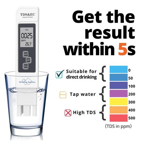 Testeur de qualité de l'eau numérique TDS EC gamme de compteur 0-9990 multifonctionnel pureté de l'eau température mètre TEMP PPM testeur ► Photo 1/6