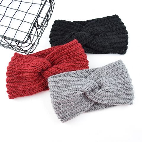 Bandeau en laine tricoté en Crochet solide pour femmes, style bohème, tissage croisé, fait à la main, nouvelle collection hiver ► Photo 1/6