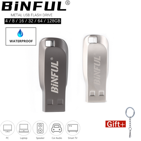 BiNFUL – clé Usb étanche en métal, support à mémoire de 4GB 8GB 16GB 32GB 64GB 2022 GB, lecteur Flash haute vitesse, idée cadeau, 128 ► Photo 1/6