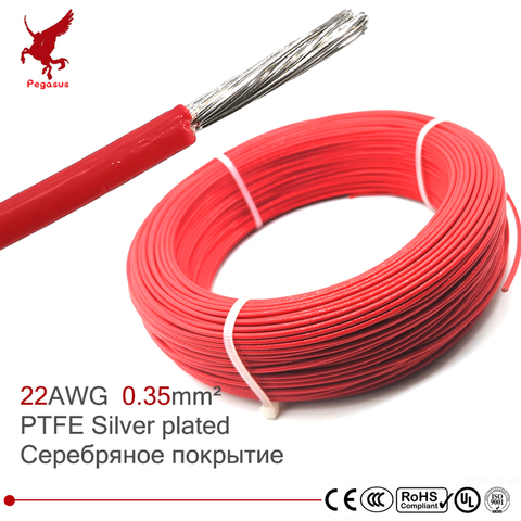 Câble d'alimentation ignifuge en PTFE plaqué argent, 22awg, 0.35mm carrés, résistance aux hautes températures ► Photo 1/6