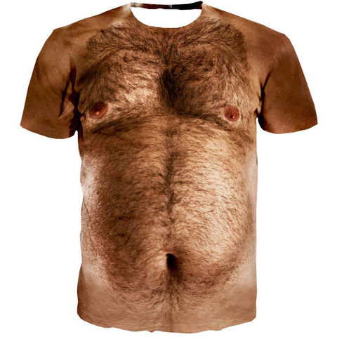 2022 nouveau mode hommes 3d T-shirt drôle imprimé poitrine cheveux Muscle à manches courtes été hommes t-shirts drôle singe visage T-shirt Y201 ► Photo 1/6