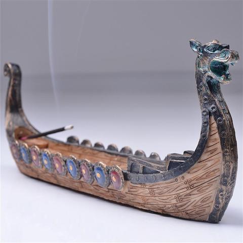 Brûleur d'encens rétro Dragon bateau porte-bâton d'encens Design chinois traditionnel sculpté à la main sculpture encensoir ornements décor à la maison ► Photo 1/6