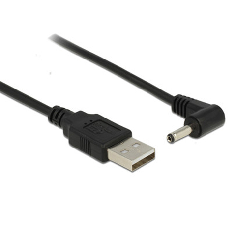 Câble d'alimentation USB 0.8, 2.0 M, coudé à 90 degrés, noir, mâle à mâle, DC 3.5x1.35mm, charge, vente en gros ► Photo 1/6