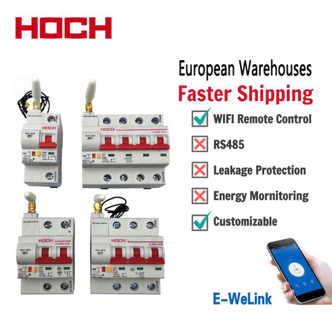 HOCH-disjoncteur WIFI intelligent, 1-4P, télécommande Ewelink, minuterie, interrupteur automatique intelligent, livraison gratuite en usine ► Photo 1/6