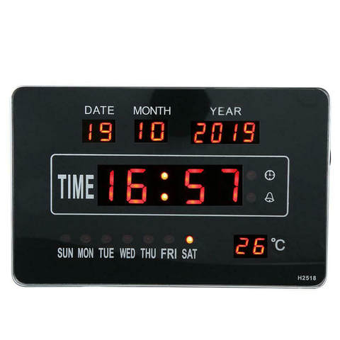 Horloge calendrier numérique suspendue au mur, grand écran LED, avec affichage de la température en temps réel, pour la maison, nouveau modèle ► Photo 1/6
