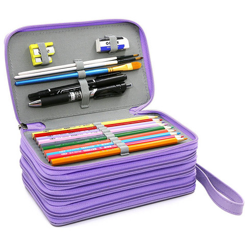 Mini 72 trous pénal pour école porte-crayon garçons filles stylo boîte grande cartouche crayon PU cuir peine sac papeterie pochette ► Photo 1/6