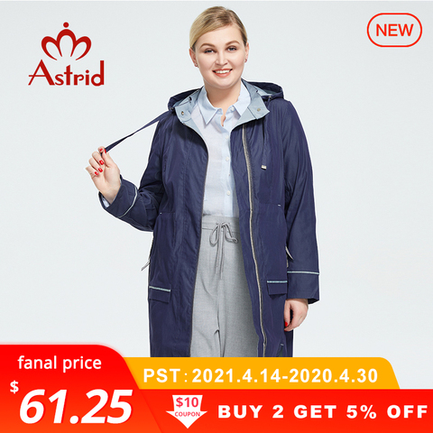 Astrid – Trench-Coat bleu pour femme, veste surdimensionnée avec fermeture éclair, vêtement d'extérieur, Denim, coupe-vent Long AS-2022, printemps-automne 9012 ► Photo 1/6