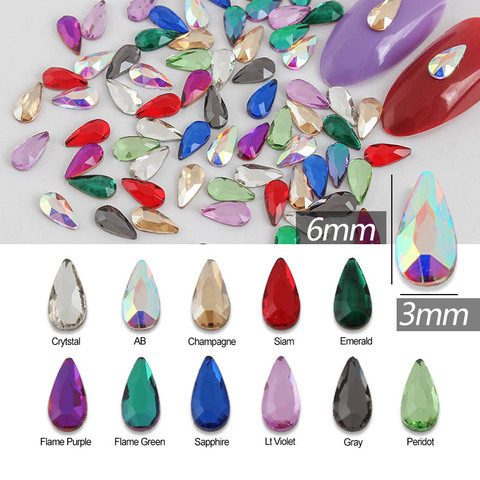 30 pièces Nail Art strass Holo plat en forme de Mini goutte pierres colorées pour 3D ongles décoration 12 couleurs ► Photo 1/6