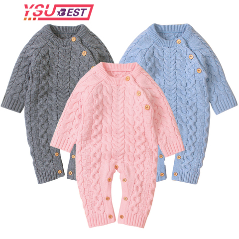 Nouveau bébé barboteuses ensemble nouveau-né bébé combinaison globale torsion à manches longues bébé garçons vêtements automne tricoté filles bébé vêtements décontractés ► Photo 1/6