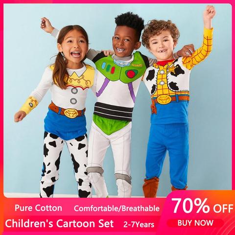 1-7y nouveaux enfants ToyStory Woody Buzz Lightyear pyjamas ensembles bébé filles et garçons vêtements Pijamas dessin animé 2 pièces ensemble ► Photo 1/6