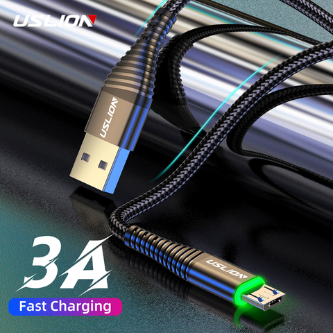 Câble Micro USB USLION 3A 0.5 m/1 m/2 m synchronisation des données fil de charge rapide pour Samsung Huawei Xiaomi Note tablette Android câbles de téléphone USB ► Photo 1/6