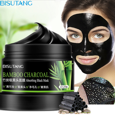 Masque noir pour soins de la peau du visage, masques faciaux au charbon de bambou, élimine les points noirs, masque de Peeling contre l'acné, nettoyage en profondeur du nez ► Photo 1/6