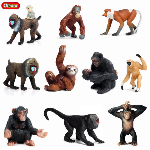 Oenux Simulation Animal sauvage chimpanzé orang-outan gorille arbre paresseux singe modèle figurines d'action jardin Miniature décoration jouet ► Photo 1/6