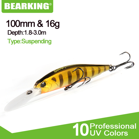 BEARKING – appât dur artificiel pour la pêche, leurre pour attraper des poissons comme les brochets, les bars, les truites, avec wobbler, crankbait, 10cm, 16g ► Photo 1/6