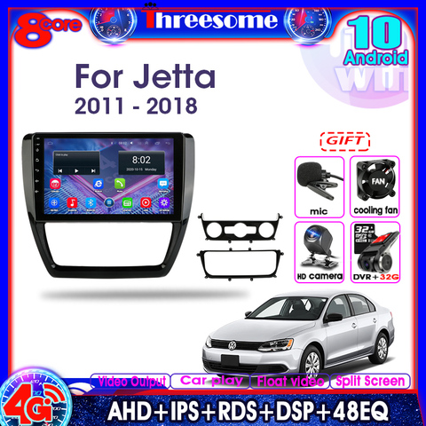 Autoradio Android 10.0, 2din, 4G Net, RDS, DSP, lecteur multimédia vidéo, écran partagé, pour voiture Volkswagen VW Sagitar, Jetta Bora (2011 – 2022) ► Photo 1/6