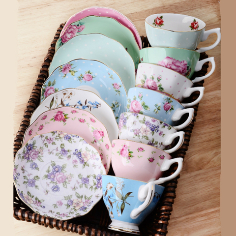 Ensemble cuillères et cuillères à café en porcelaine, tasses et sous-tasses en porcelaine, 170ml, tasse de thé anglais, après-midi ► Photo 1/6