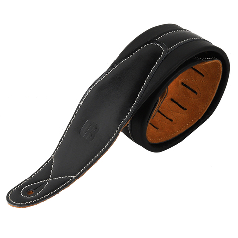 Sangle de guitare noire rembourrée en cuir Logo CB pour guitare acoustique électrique ceinture réglable basse ► Photo 1/6