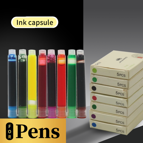 Cartouches d'encre pour stylo à fontaine colorée, 9 couleurs pour choisir un stylo standard, recharges d'encre de qualité Non carbone, calibre 028, 5 pièces/lot ► Photo 1/6