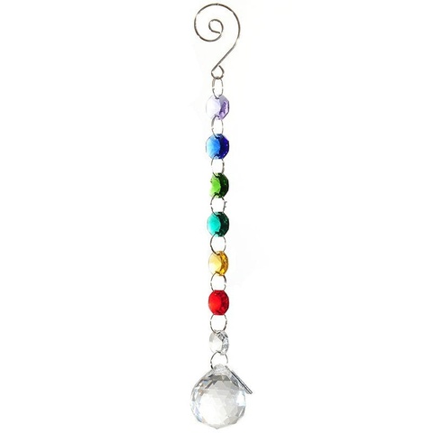 Boule de cristal multicolore arc-en-ciel, pendentif prismes en verre, pendule artistique, décoration de mariage, 9 pouces de Long ► Photo 1/5