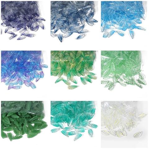 Breloque multicolore en forme de longues feuilles glacées tchèques, perle pendentif 10x23mm pour femmes, cadeau 2022, fabrication de bijoux de Bracelet, collier à faire soi-même ► Photo 1/6