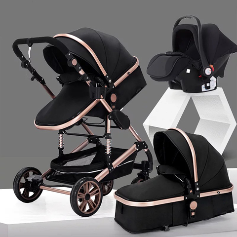 Poussette de bébé 3 en 1, landau Portable, landau pliable, poussette de paysage haut avec cadre en aluminium, siège auto pour nouveau-né ► Photo 1/6