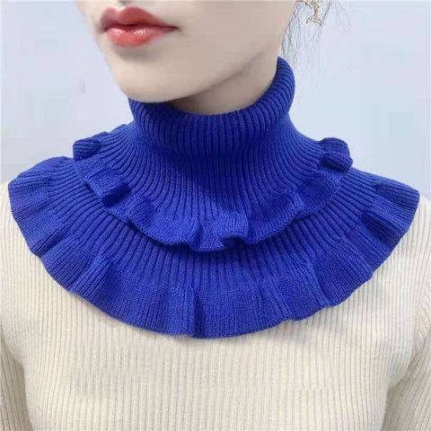 Faux col protège-cou automne/hiver femmes col haut plus épais plus polyvalent col couleur Pure haute-stretch tricot à volants bavoir A45 ► Photo 1/6