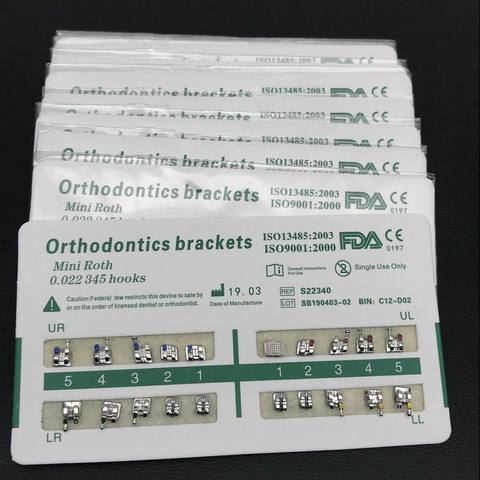 10 paquets de supports orthodontiques dentaires en métal, Mini Roth/MBT/edwise 022 crochets 3 4 5 ► Photo 1/6