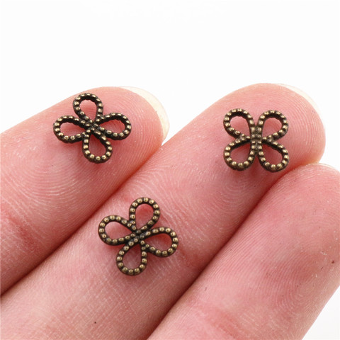 Breloques antiques en forme de fleur, 50 pièces, 10x8mm, couleur argent, Bronze tibétain Vintage, bijoux faits à la main ► Photo 1/1