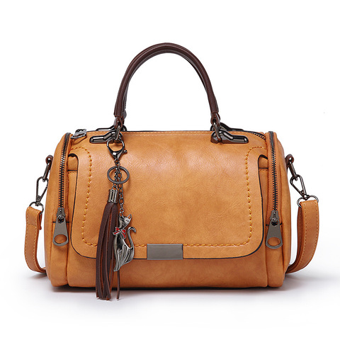 Duzeala-sac à bandoulière rétro en cuir PU pour femmes, sac à pompon avec fermeture éclair, tendance 2022 ► Photo 1/6