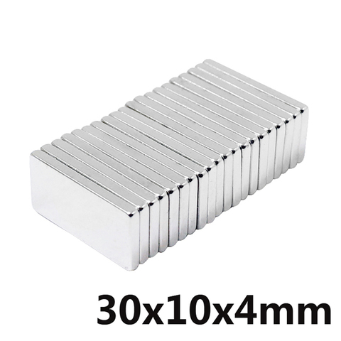 Bloc magnétique surpuissant N35 30x10x4mm en néodyme, lot de 2 à 100 pièces, 30x10x4mm ► Photo 1/4