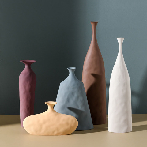 Vase à fleurs en céramique, modèle nordique Morandi, dispositif à fleurs en céramique, support de plantes, décoration de bureau, Art en porcelaine ► Photo 1/6