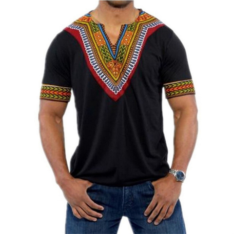 T-shirt manches courtes homme, Top africain imprimé Dashiki, riche et à la mode, en 6 couleurs, été 2022 ► Photo 1/6