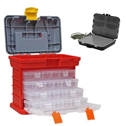 Multifonction 4 couches boîte en plastique grande boîte de pêche vis pièces boîte de rangement rangement pêche leurres boîte accessoires boîte à outils ► Photo 1/6