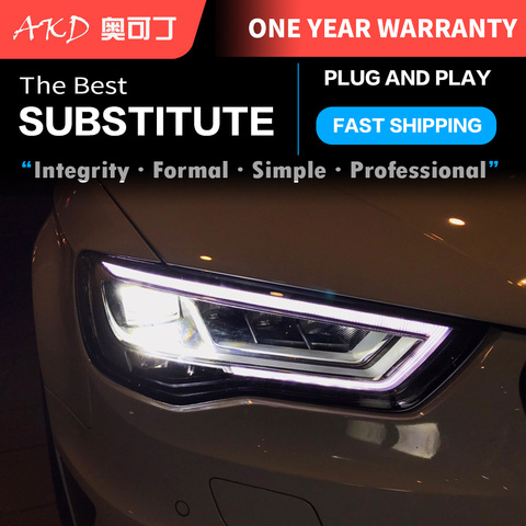AKD voiture Style LED Lampe Frontale pour AUDI A3 led phares Matriciels 2013-2016 PLEINE LED caché Bi-LED Lentille faisceau bas ► Photo 1/6
