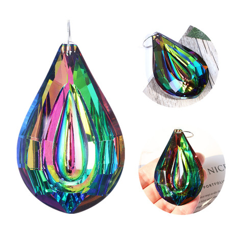 H & D – prismes de lampe colorés de 76mm en forme de Loquat, pendentifs suspendus en forme de gouttes de cristal, accessoires de décoration pour maison et mariage, DIY ► Photo 1/6